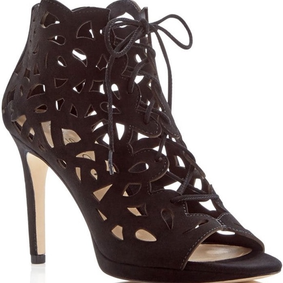 New Via Spiga Cage Black Suede Heels Size 8.5 - Picture 2 of 15